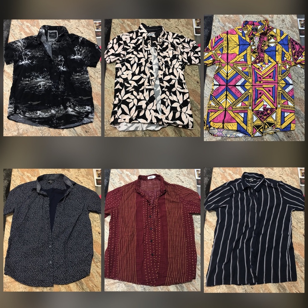 Lot of 6 mens button down short sleeve shirts XL